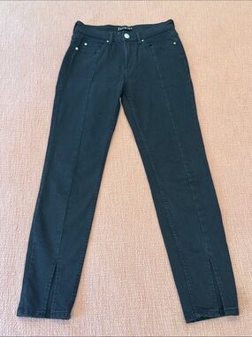 W27L27.5 rise 9.5 Women's European Skinny Front-Slit Jeans - Black